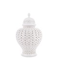 Biała ceramiczna waza ażurowy wzór