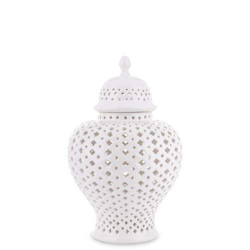 Biała ceramiczna waza ażurowy wzór